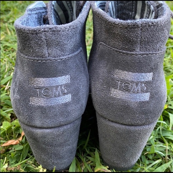 Toms Desert Wedge Boots Suede Grey 6.5 - Picture 4 of 8